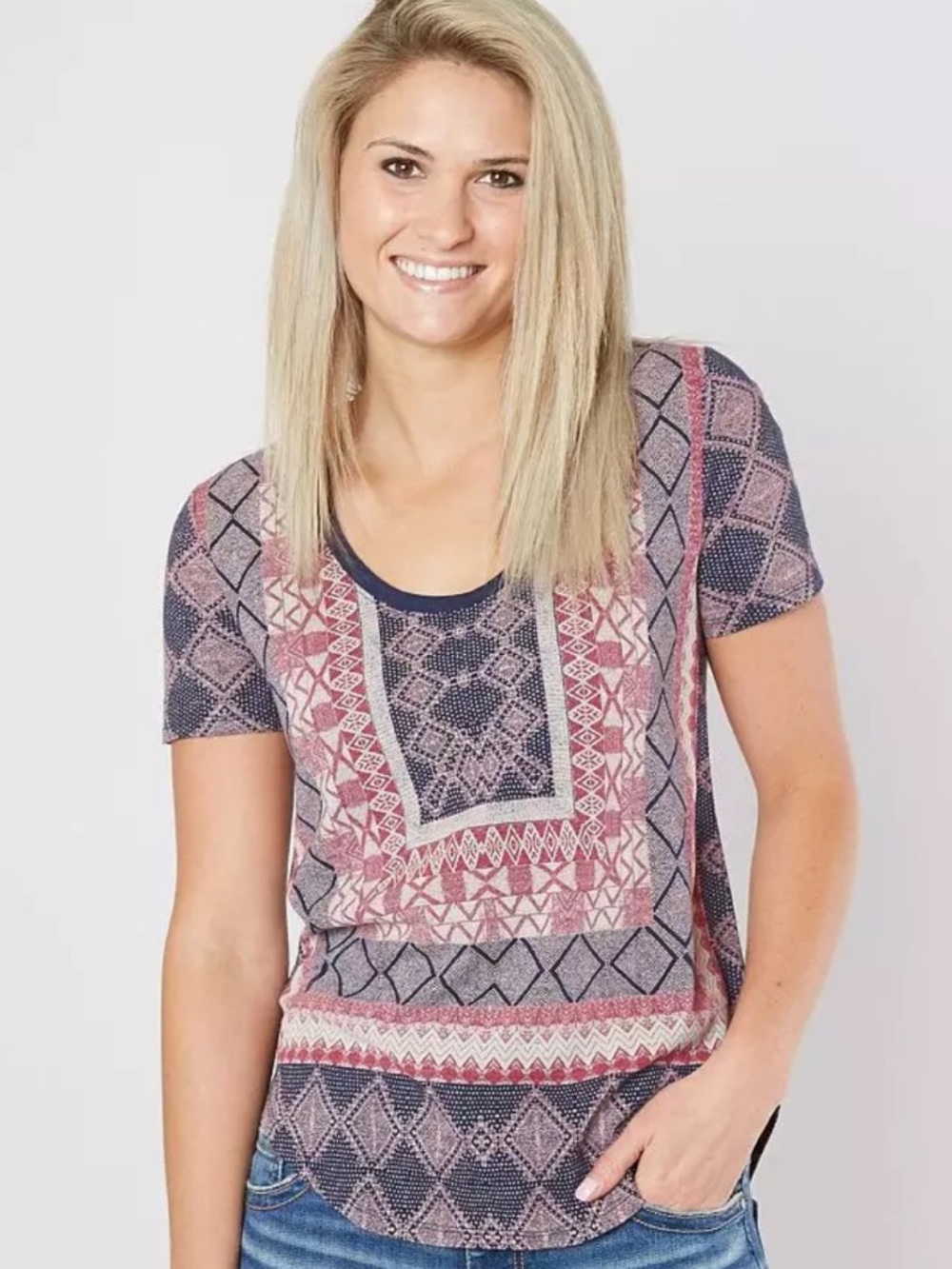 Lucky Brand Geometric Burnout Top